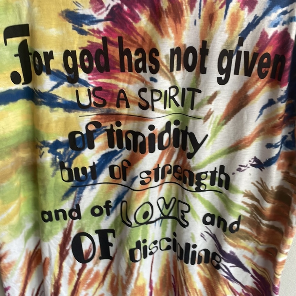 ☀️3 for $15☀️ “God has not given…” Oversized Tye Dye Women’s XL Tee Shirt Top